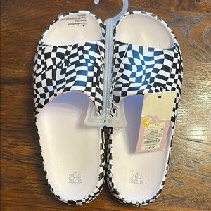 Wild Fable Checkered Slip-On Sandals Black and White
